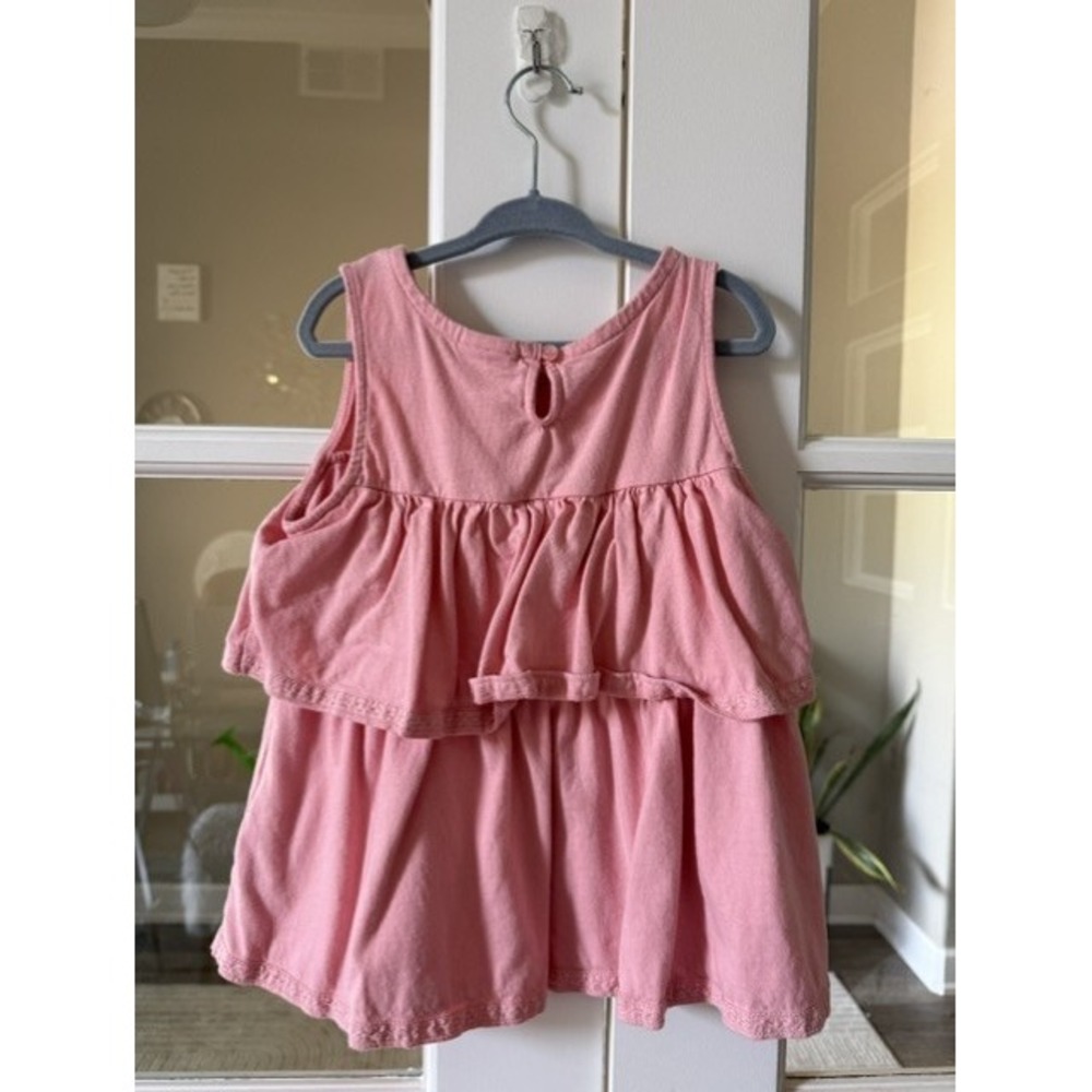 Janie and Jack Girls Pink Tiered Ruffle Sleeveless Top Cotton Size 7 - Picture 2 of 5